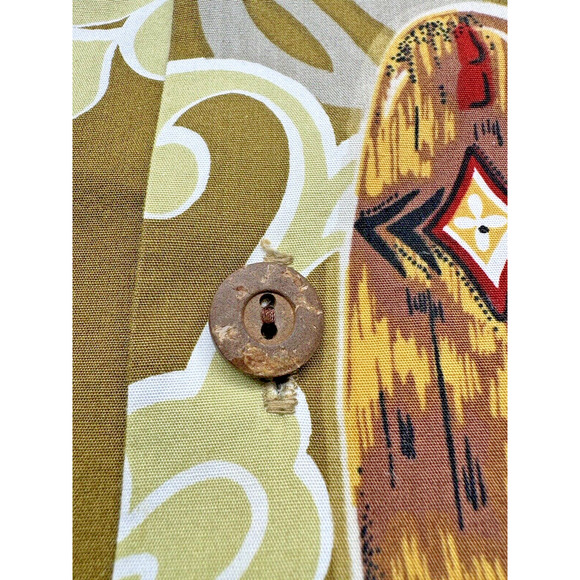 Vintage Howie Hawaiian Shirt Men XL Tiki Surf Board Wooden Buttons Camp Hibiscus - Picture 7 of 9